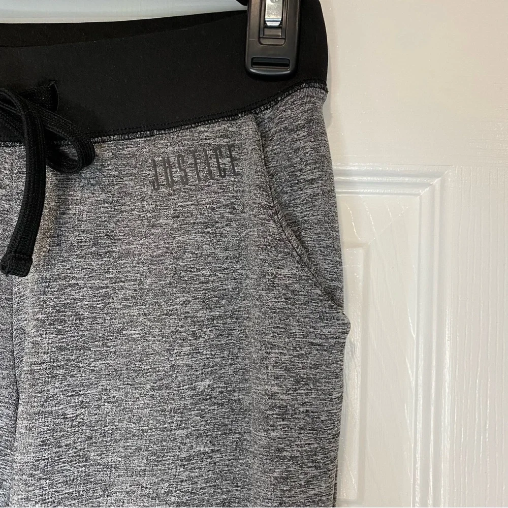 Justice Athletic Heathered Gray Black Jogger Pants Girls Size 10 Gym